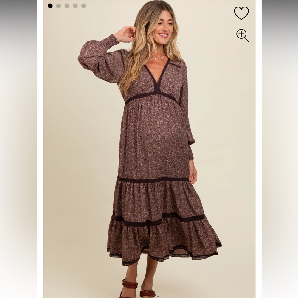 Pinkblush Mauve Floral Maxi Dress with Dark Trim